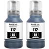 SHUOLEI 112 Inchiostro Compatibile con Epson 112 Flaconi di Inchiostro Multipack per ECOTANK L6490 L6550 L6570 L6580 L11160 L15150 L15160 L15180 (2-Pack，Pigment Nero 127ML)