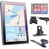 7JI Wireless Display Carplay Portatile da 7 per Apple CarPlay e Android Auto, Supporto Magnetico, Formato Verticale e Orizzontale, Impianto Stereo per Auto con Navigatore GPS, OTA, Assistente Vocale
