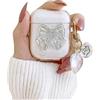 Ownest Compatibile con AirPods 2 e AirPods 1 Custodia, TPU Brillante con Design Carino ed Estetico a Fiocco di Cristallo, Accessorio con Portachiavi a Cuore per Ragazze - Glitter