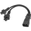 YACSEJAO Cavo di alimentazione da C14 a C5 Y, 10 A/250 V, IEC 320 C14 a 2 prese C5, cavo splitter di alimentazione (1FT/30 cm)