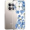 Guxira Cover Protettiva per Xiaomi Redmi Note 15 Pro 4G, Carino Antiurto Trasparente Silicone Custodia Floreale Design Cover Antipolvere Protettiva Case per Redmi Note 15 Pro 4G - Fiore Blu