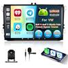 Inefala 8 Core 4+64GB Radio per VW Golf Skoda Polo Passat Tiguan Touran Android 15 con Wireless CarPlay Android Auto, 9'' Stereo Touch Soporta Bluetooth WIFI 59UI 32 EQ DSP GPS Comandi al Volante