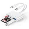 Ocbuo Lettore di schede SD per iPhone e Android, Lightning USB C SD Card Reader Camera Lettore di schede di memoria con porta SD/MicroSD/USB OTG, adattatore per schede SD per iPhone 17/16/15/14/13/12, Pad