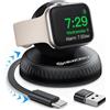 NEWDERY Stazione di Ricarica per Apple Watch, Caricatore Magnetico Portatile con Cavo USB-C Retrattile, Dock Caricabatterie Wireless Veloce per iWatch 10/9/8/7/6/5/4/3/2, SE/Ultra 1/2