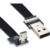 NFHK Down Angled USB 2.0 Type-A Male to Micro USB 5Pin Male Data Flat Slim FPC Cable for FPV & Disk & Phone 100cm