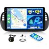 SIXWIN 8 Core 6+128G Android 15 Autoradio per FIAT 500 2007-2015 con CarPlay/Android Auto/DSP, 9'' HD Schermo Navigatore Stereo con WiFi GPS Bluetooth 5.0 HiFi USB FM RDS Radio Mirror Link 32 EQ(Nero)
