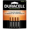 Duracell Batterie ricaricabili Nimh ricaricabili, AAA, confezione da 4