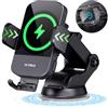 ULTRICS 15W Caricatore Wireless Auto, Auto-Bloccaggio Ricarica Rapida Caricabatterie Senza Fili Auto con Rotazione 360° Porta Cellulare per iPhone 15 Pro Max/16/14/13/12, Galaxy S23 Ultra/S22/Note 20