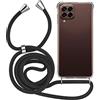MyGadget Cover per Samsung Galaxy M33 5G - Custodia con Corda - Case con Cordino Trasparente Antiurto | Bumper con Laccio | Tracolla - Practical Stylish - Nero