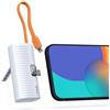 ONES Power Bank portatile, ricarica rapida 5000mAh display LED, mini batteria backup piccolo caricabatterie per iPhone 16/15/14/13/12/11 PRO MAX/Samsung S23 ecc., spina USB C e cavo lighting, bianco
