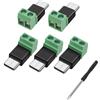MEIRIYFA Adattatore di collegamento a vite USB tipo C, spina USB C a 2 pin, blocco di collegamento 5 V, 1,5 A, per riparazione, ricarica di corrente fai da te, 5 pezzi