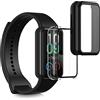 kwmobile 2x Custodia Rigida Smartwatch Compatibile con Huami Amazfit Band 7 Cover - Case Vetro Temperato Orologio Fitness - nero/trasparente