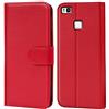 Verco custodia per Huawei P9 Lite, Case per P9 Lite Cover PU Pelle Portafoglio Protettiva, Rosso