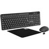NEWWAY NKMP252 - Tastiera mouse wireless 2.4 GHz, set - AZERTY francese - battitura silenziosa, 14 tasti multimediali, mouse leggero 6 pulsanti, tappetino per mouse incluso, lunga durata della