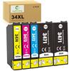 JoyPrinting 34 XL 34 Cartucce d'inchiostro Compatibili per Epson 34XL Cartucce Sostituzione con Epson WorkForce Pro WF-3720DWF 3725DWF Stampante (5 pack)