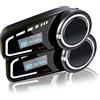 QSPORTPEAK M2C Interfono Moto Bluetooth, Auricolare Bluetooth per Casco Moto con Sistema di Comunicazione fino a 6 Motociclisti, Riduzione del Rumore, Radio FM, Display LCD, IP65, Universale