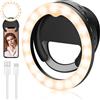 RealPlus Ring Light Telefono[Ruotabile], Regalo Donna Compleanno, Selfie Luce ad Anello Ricaricabile con Clip & 40 LED, Luce per Selfie per Foto, Video, Laptop, TikTok, Stream, Trucco, Instagram -Nero