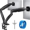 HUANUO Supporto per schermo PC 2 schermo ultra largo da 15 a 35 pollici, braccio per schermo PC con cavo USB, braccio schermo PC a movimento completo, peso fino a 12 kg
