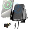 Polmxs Supporto Telefono Auto Ricarica Wireless, Caricatore Wireless Auto da 15W Porta Cellulare Auto di Ricarica induttiva Regolabile Auto Ventilazione Compatibile con 15/14/13/12, Samsung, Google
