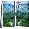 Haninsuze Cover per Samsung Galaxy A52 4G / A52 5G / A52s 5G, Custodia Interno TPU Antiurto Portafoglio con Disegni [schede Fessura] [Supporto Stand] Cover Libro in PU Pelle (Foresta)