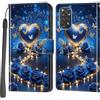Haninsuze Cover per Xiaomi Redmi Note 11 / Note 11S, Custodia Interno TPU Antiurto Portafoglio con Disegni [schede Fessura] [Supporto Stand] Cover Libro in PU Pelle (cuore blu)