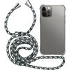 MyGadget Cover per iPhone 12 Pro Max - Custodia con Corda - Case con Cordino Trasparente Antiurto con Laccio | Tracolla - Practical Nero Camouflage