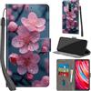 PHINIENLAND Cover per Xiaomi Redmi Note 8 Pro custodia portafoglio Fiori | 3 scomparti carte, 1 tasca banconote, Chiusura magnetica, Supporto, Pelle PU flip cover per Redmi Note 8 Pro