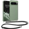 kwmobile Custodia Compatibile con Google Pixel 9 Pro XL Cover - Back Case in Silicone TPU - Protezione Smartphone con Cordino - verde grigio