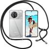 ISOI Cover con Cordino per Xiaomi Poco F7 Pro 5G, Custodia Trasparente con Collana Tracolla Laccio Collo Ultra Sottile Morbido TPU Silicone Antiurto AntiGraffio Case, Nero