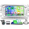 Rimoody 8 Core 4G+64G Wireless Carplay Android Autoradio per Ford Focus II mk2 Mondeo S-Max C-Max Galaxy 7 Pollici Autoradio con Android Auto GPS WiFi Mirror Link Bluetooth FM/RDS/DSP EQ Telecamera Posteriore
