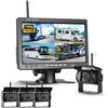 VECHTEL Kit Telecamera Posteriore IPS HD 7 Pollici senza Fili con 4 Telecamere, Telecamera Retromarcia Auto con BSD Impermeabile IP68 Visione Notturna Supergrandangolo per 12-36V Camion Camper Furgoni