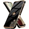 Urarssa Cover Compatibile con Samsung Galaxy A12/M12 Custodia Oro Amore Cuore Custodia per Donne Morbid TPU Silicone Antiurto Cover con protezione fotocamera per Samsung Galaxy A12/M12 Nero