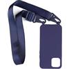 PuYu Zhe Cover con Cordino compatibile con iPhone 15 Pro Max,Cellulare Girocollo Custodia con Corda Silicone Case TPU Bumper Regolabile Necklace laccio Shell-Blu scuro