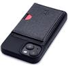 Dockem Custodia Porta Carte con Patta per iPhone 14 con Portafoglio Minimalista Rimovibile con Patta per 3-4 Cartes e Piastra in Metallo per Montaggio Magnetico (Nero)