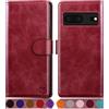 SUANPOT Cover per Google Pixel 7 5G Blocco RFID Portafoglio Slot CarteSupporto Cellulare Magnetica custodia Pelle Sintetica Cover per Pixel 7 Rosso