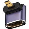 cablecc Adattatore convertitore da Micro HDMI maschio a HDMI 2.1 femmina, UHD, placcato oro, supporta HDTV 8K 60Hz