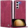 FMPCUON Compatibile con Samsung Galaxy S24 Cover, Flip case Custodia Portafoglio in Pelle Slot [Chiusura Magnetica] Cover per Samsung Galaxy S24, Vino rosso