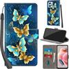 Haninsuze Cover per Xiaomi Redmi Note 12 4G Custodia Cover Pelle Libro Portafoglio con Porta Carte Magnetica Protezione Antiurto Cuoio Flip Case Custodia Cover per Redmi Note 12 4G, farfalla dorata