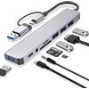 SoloZar Dock docking station Hub USB C 3.0, adattatore multiporta, PD, 4 porte USB, lettore di schede SD/TF, jack per cuffie da 3,5 mm, porta dati USB C compatibile con MacBook, iPad Pro, Dell, Lenovo