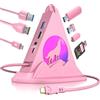 JoyReken Hub USB C, adattatore multiporta 8 in 1 di tipo C rosa con HDMI 4K a 30Hz, 100W PD, 5Gbps 1xUSB-C, 3xUSB-A 3.0, slot SD/TF e illuminazione RGB, Hub USB rosa per MacBook Air/Pro, iPad, iMac