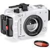 Sea frogs Custodia per fotocamera compatibile con Olympus TG-6, impermeabile IPX8, protezione di profondità di 60 m/196 ft, custodia subacquea con filtro rosso, ideale per immersioni, surf, bianco