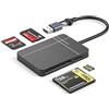 BKELHS SD Card Reader USB 3.1 Card Hub Adapter 5Gbps Read 4 Cards Simultaneously CF, CFI, TF, SDXC, SDHC, SD, MMC, Micro SDXC, Micro SD, Micro SDHC, MS, UHS-II