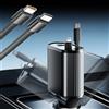 DURNYDT Caricatore Auto USB C, 4-in-1 Retrattile PD 3.0 Accendisigari USB, Ricarica Rapido Caricabatterie, Accessori Auto Campeggio Viaggio,per iPhone/Samsung/Android, Ideale per Auto 12V/24V