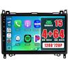 Roinvou 4+64G Schermo Autoradio per Mercedes Benz B-Klasse B200 W245 W169 W639 CarPlay Android Auto, 9'' Incell Touchscreen Android 15 Stereo Auto GPS Bluetooth EQ WIFI RDS FM SWC