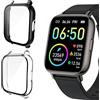 Polyjoy Custodia per smartwatch P32 da 1,69 pollici, con pellicola protettiva in vetro, per Glory Fit Donerton P32, Judneer P32, Motast P32, Nerunsa P32, Ordtop P32, Togala P32, Nero + Trasparente