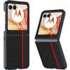 QJONSIU Cover Compatibile con Motorola Razr 60 Ultra, Antigraffio Cover Protettiva in PC Rigido Case Carbonio Fibra Texture-Nero Rosso