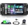 VECHTEL 4G+128G Autoradio Android 15 per Jeep Wrangler Grand Cherokee Compass Patriot/Dodge Caliber Nitro/Chrysler Sebring, 7'' Schermo co Carplay Android Auto GPS Wi-Fi Tipo-C Bluetooth FM RDS Camera