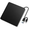 YMY Unità DVD CD Esterna Portatile, 2 in 1 USB3.0 e Tipo-C CD/DVD-RW Registratore Ottico CD Masterizzatore per Windows Linux Mac OS Compatibile con Macbook, Dell XPS, Surface Book,ASUS Zenbook(nero)