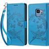 KENHONER Compatibile Cover con Samsung Galaxy S9,Premium Pelle PU Portafoglio Flip Libro Custodia Cover per Samsung Galaxy S9 [Protezione Completa] (Blu)