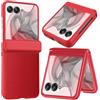 NINKI Compatibile con Moto razr 50 Custodia con cerniera protettiva, pellicola protettiva per display per Moto razr 2024, con supporto, in pelle PU, per Motorola razr 50 2024, colore: rosso